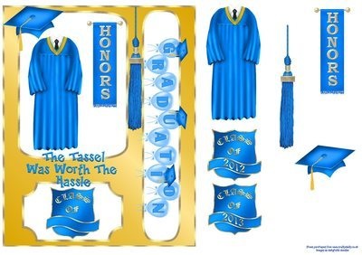 Graduation Boy Blue Gown Instant Download