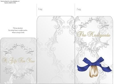 Money Envelope Wedding Rings Navy Bow Instant Download