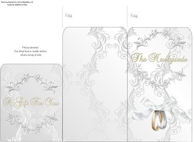 Money Envelope Wedding Rings White Bow 3 Instant Download