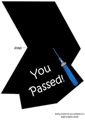 Mortar Board Shaped Card Blue Tassel Instant Download