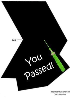 Mortar Board Shaped Card Green Tassel Instant Download