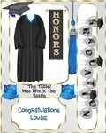 Graduation Girl Black Gown Blue Band CD586