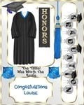 Graduation Girl Black Gown Blue Band CD586