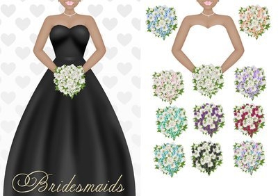 Bridesmaid Black Ethnic CD652 Instant Download