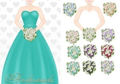 Bridesmaid Teal CD652 Instant Download