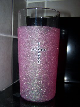 Glitter Glass Diamante Cross