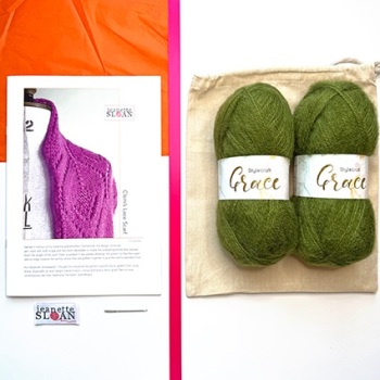Clem's Lace Scarf Knitting Kit - Forest