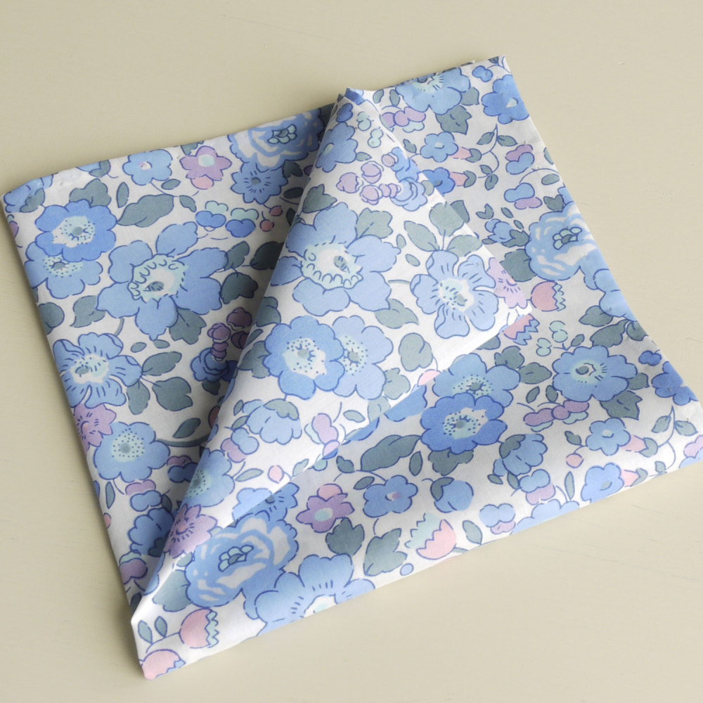Blue Floral Men's Pocket Square - Liberty tana lawn Betsy