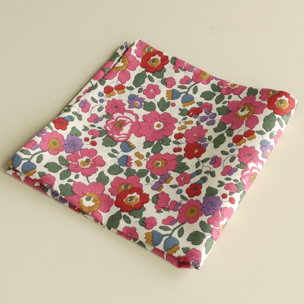 Pink Floral Men's Pocket Square - Liberty tana lawn Betsy