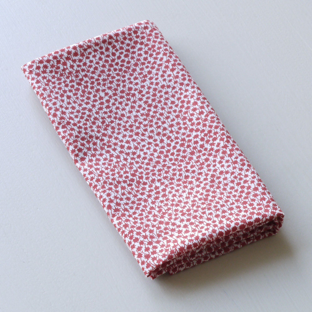 Red Floral Men's Pocket Square - Liberty tana lawn Marco
