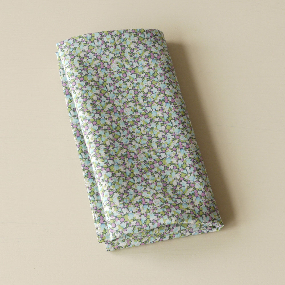 Liberty tana lawn pocket square Pepper green