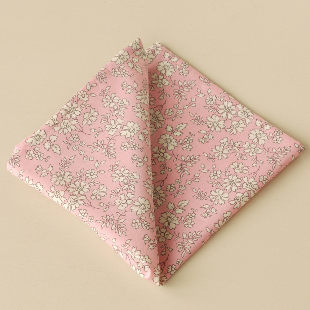 Gentleman's pink pocket square - Liberty tana lawn Capel