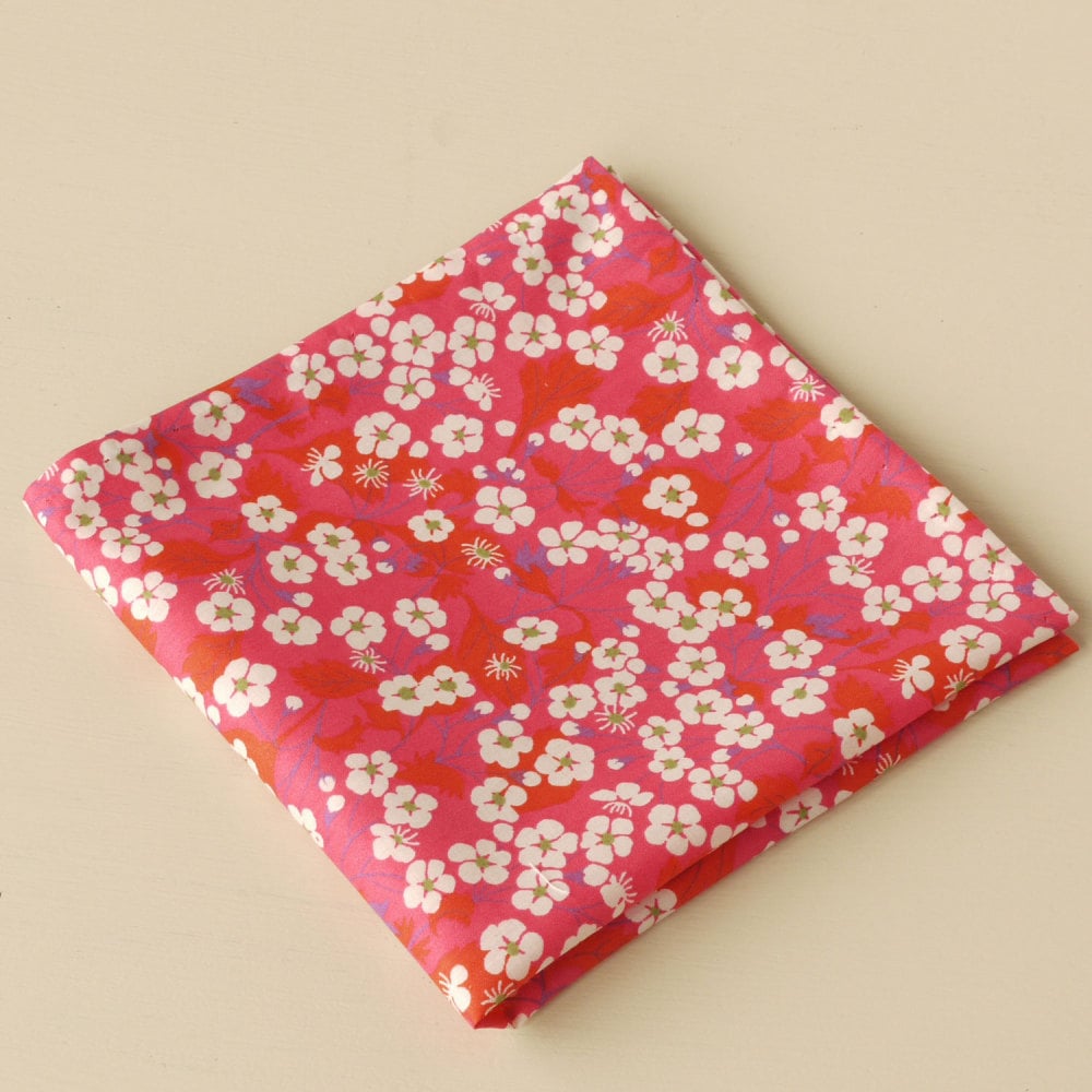 Gentleman's pink floral pocket square - Liberty tana Mitsi