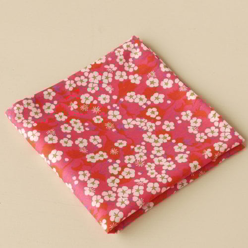 Gentleman's pink floral pocket square - Liberty tana Mitsi
