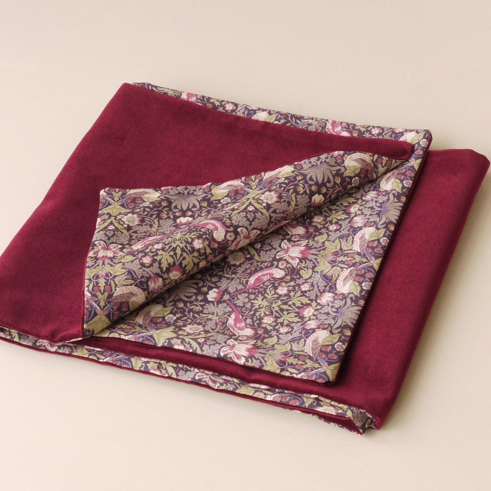 Liberty Strawberry Thief and Claret Velveteen Scarf