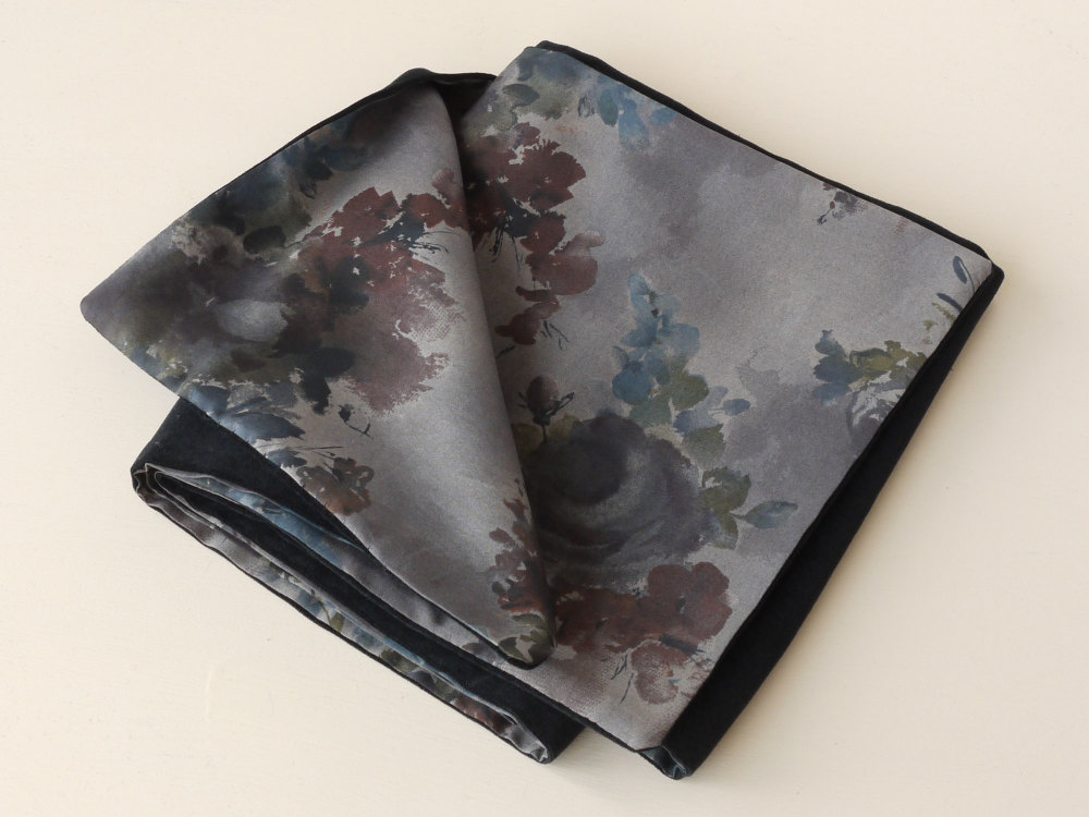 Liberty print and black velveteen scarf