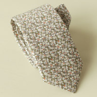 Hand-stitched Liberty tana lawn tie - Pepper olive green