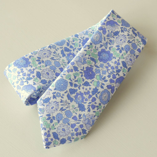 Floral Liberty print tie - D'Anjo - blue and turquoise tie