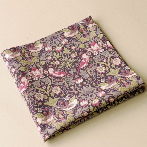 Strawberry Thief brown pocket square