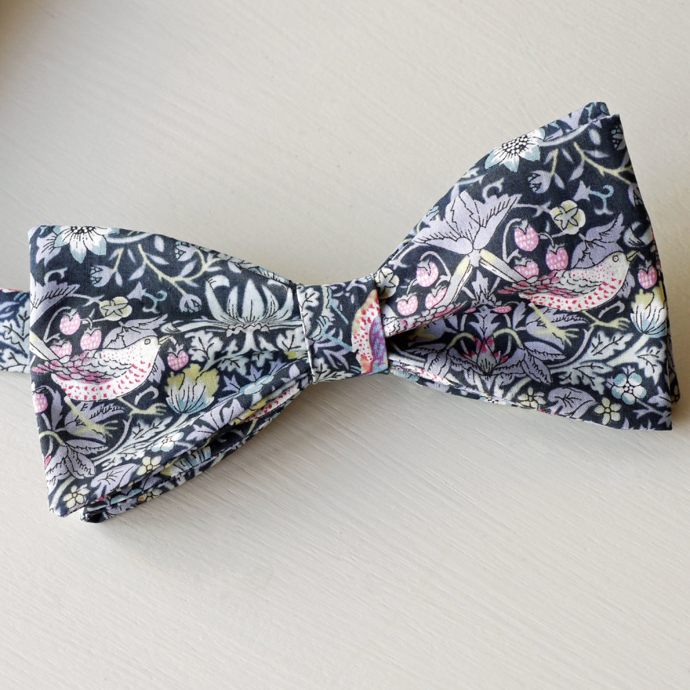 Strawberry Thief black Liberty print bow tie