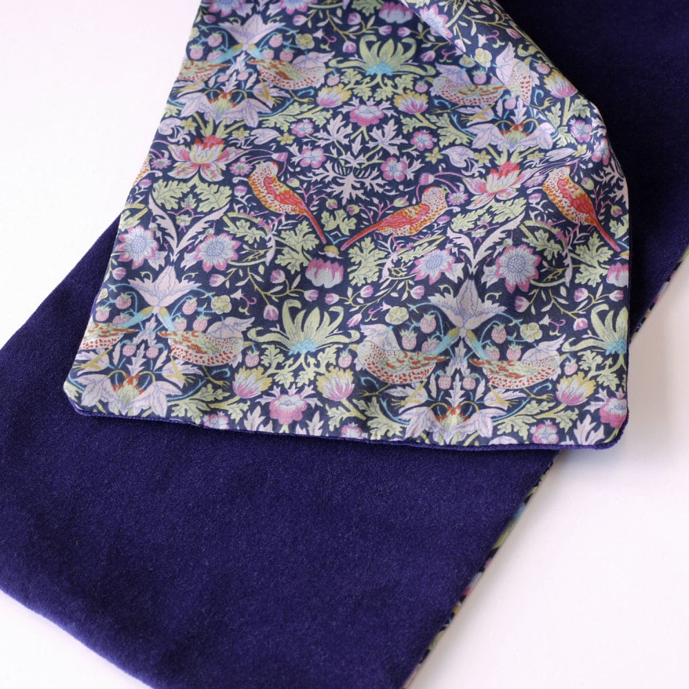 Liberty Strawberry Thief and Purple Velveteen Scarf