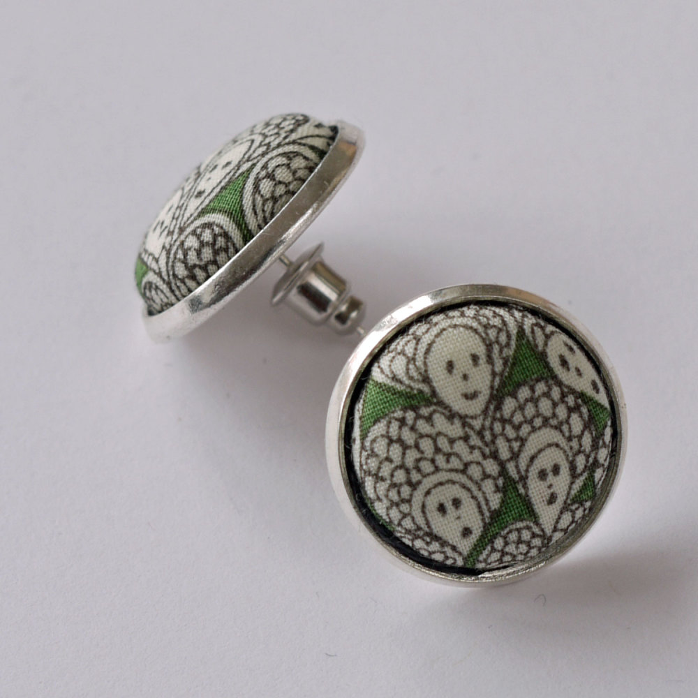 Liberty button earrings - Cranford green