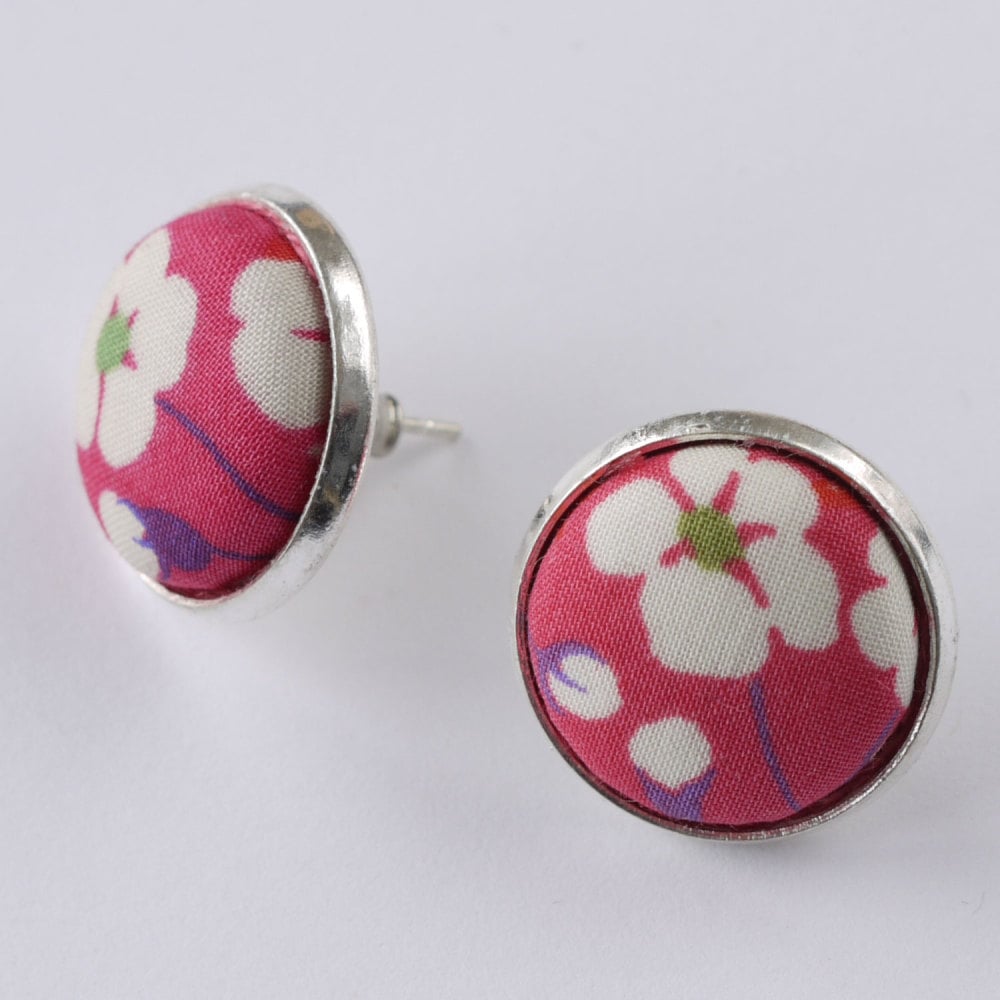 Liberty button earrings - Mitsi pink