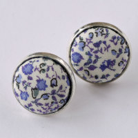 Liberty button earrings - Newland blue