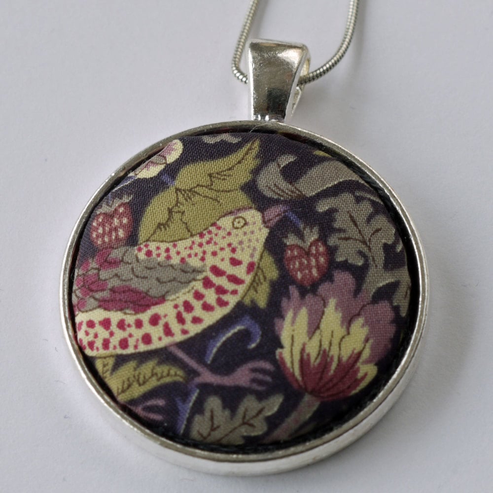 Liberty print pendant - Strawberry Thief brown