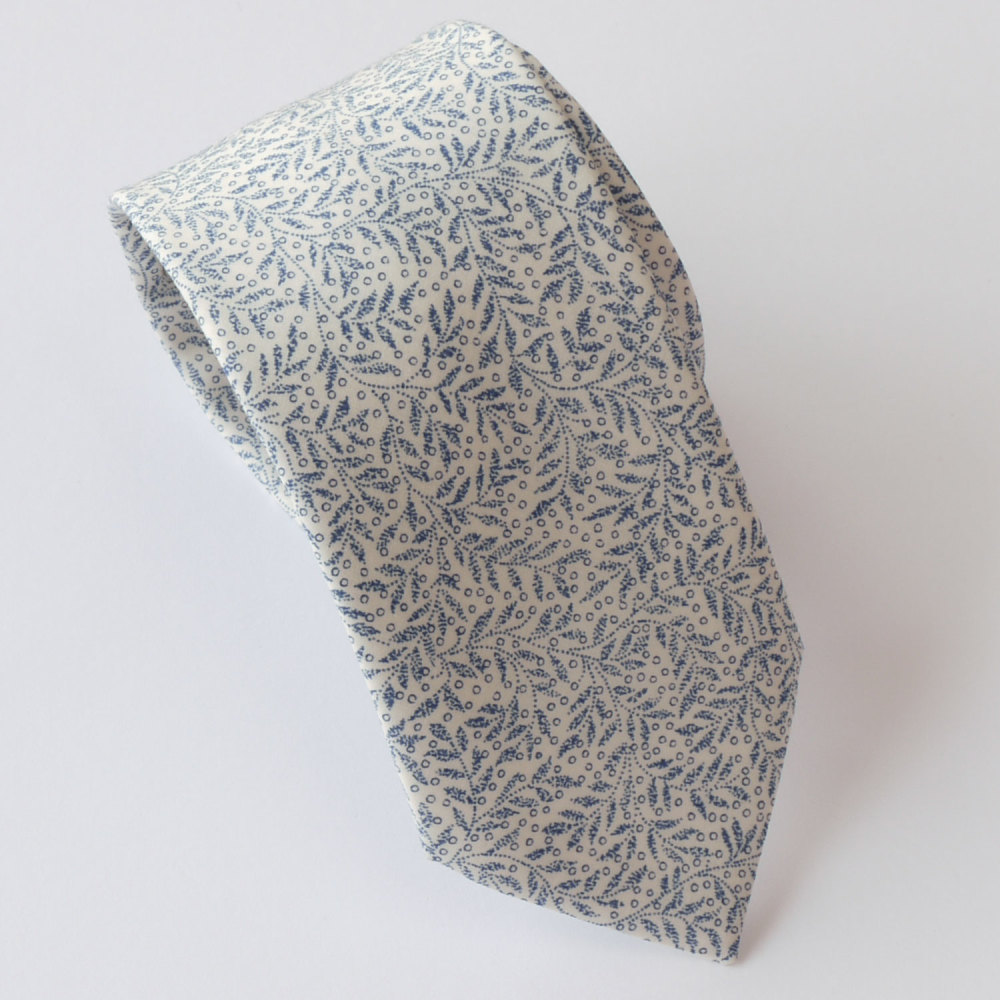 Hand stitched Liberty tana lawn Tie - Annabel blue - floral tie