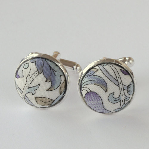 Liberty tana lawn silver plated cufflinks - Lodden grey