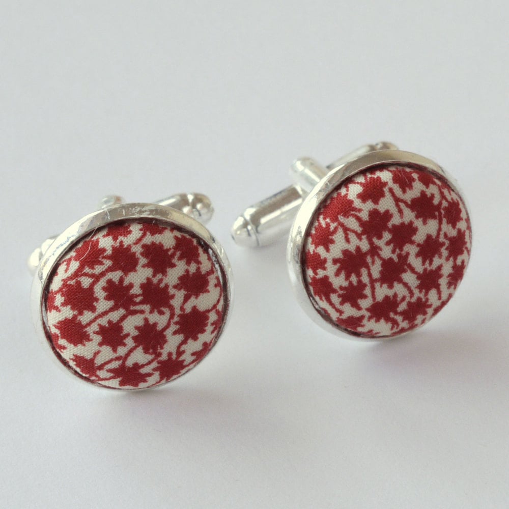 Liberty tana lawn silver plated cufflinks - Marco red