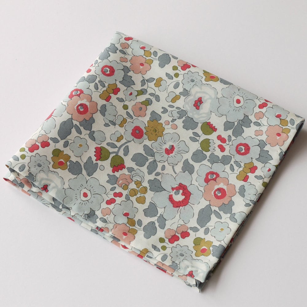 Grey floral pocket square - Liberty tana lawn Betsy