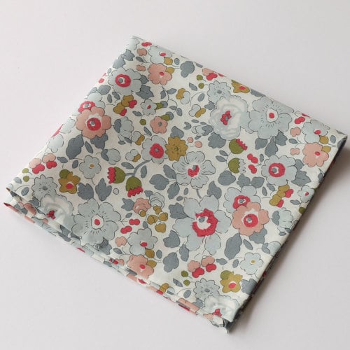 Grey floral pocket square - Liberty tana lawn Betsy
