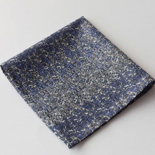 Blue floral pocket square - Liberty tana lawn Douglas Stripe
