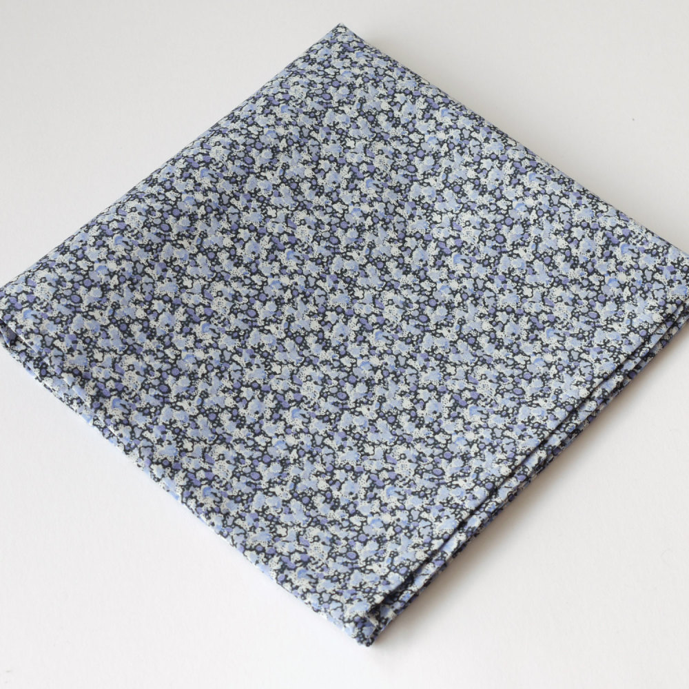 Mens pocket square - Liberty tana lawn Pepper blue