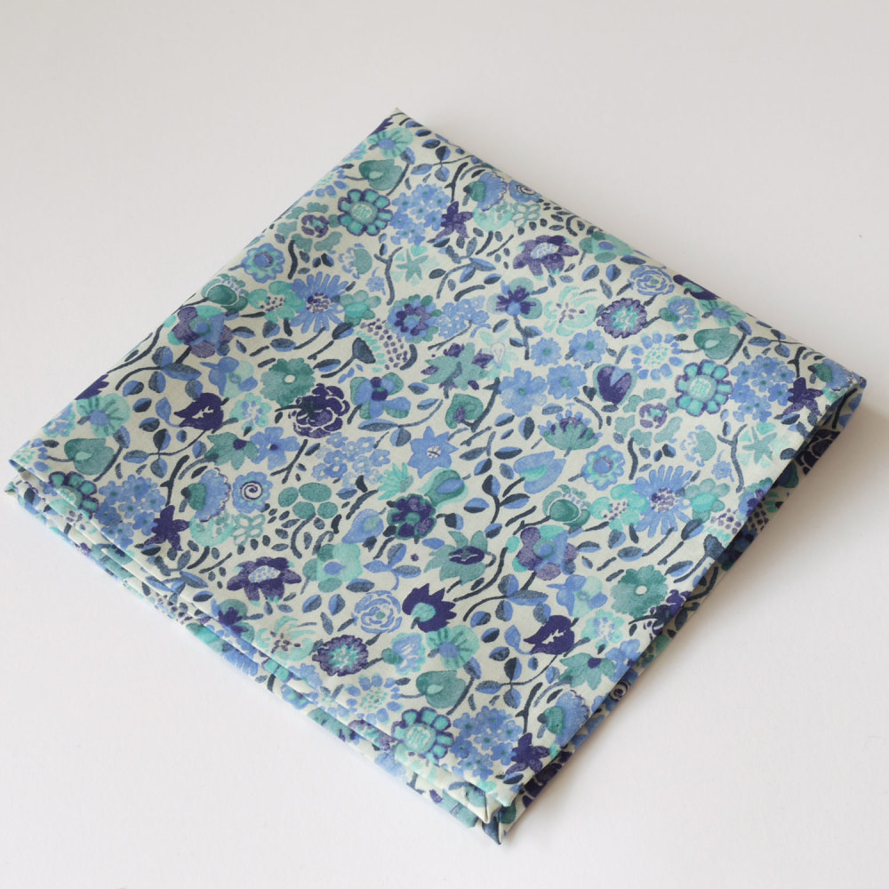 Liberty tana lawn pocket square Kaylie Sunshine blue