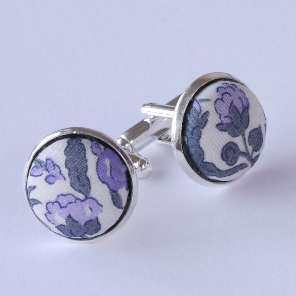Meadow lilac floral Liberty cufflinks