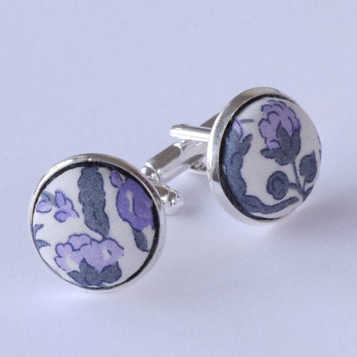 Meadow lilac floral Liberty cufflinks