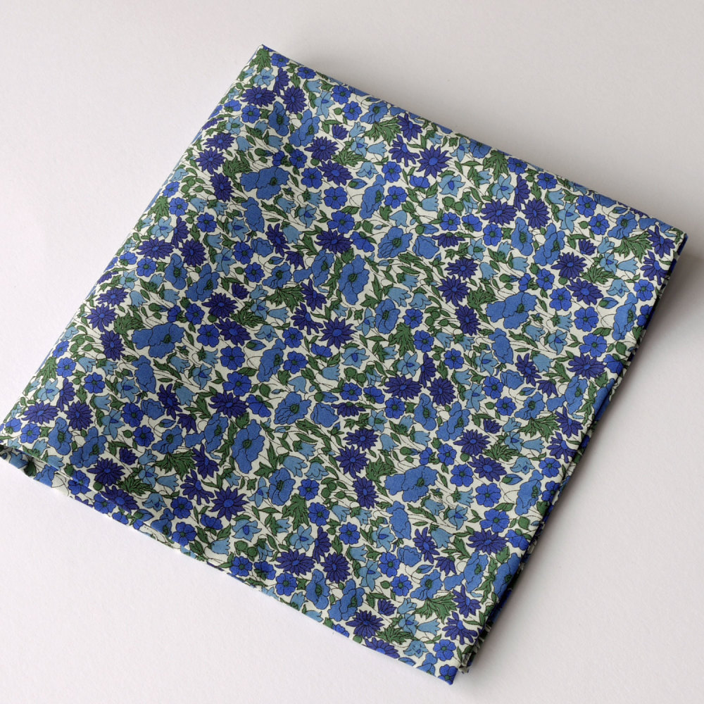 Blue floral pocket square - Liberty tana lawn Petal and Bud