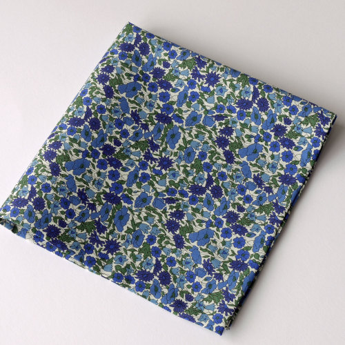 Blue floral pocket square - Liberty tana lawn Petal and Bud