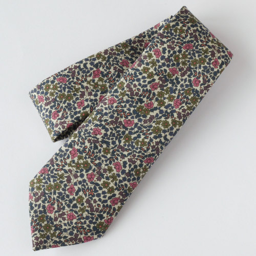 Floral Liberty tie - Emilia's Flowers green and pink