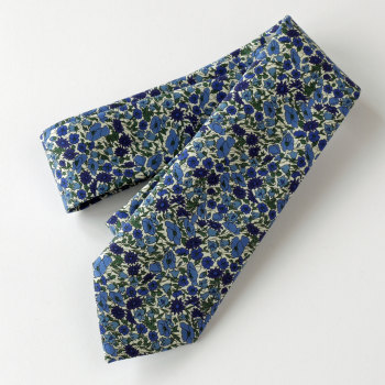 Floral Liberty tie - Petal and Bud blue and green tie