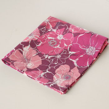Red floral pocket square - Liberty tana lawn Poppy and Rose