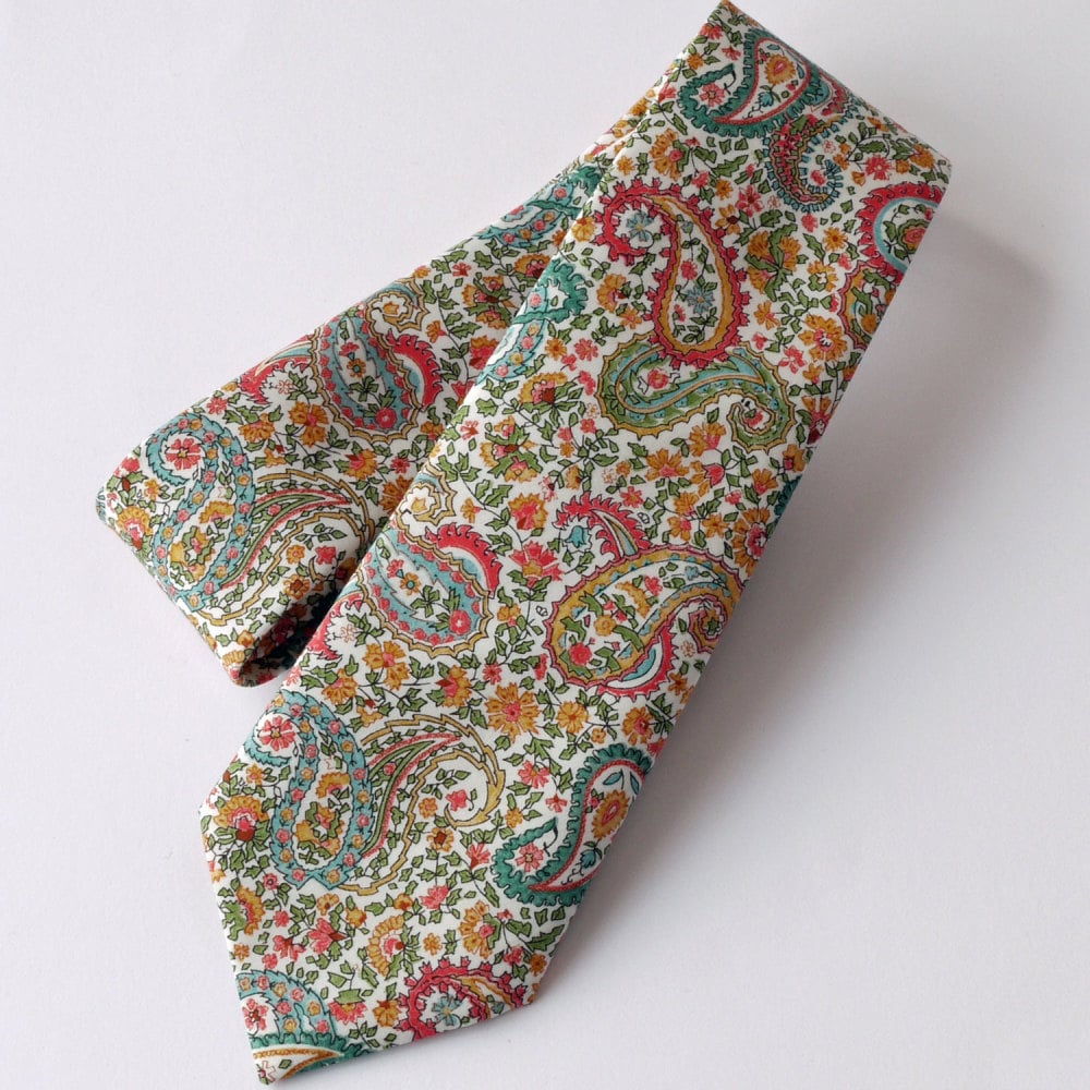 Gentleman's hand-stitched paisley tie - Charles orange