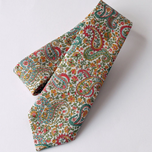 Gentleman's hand-stitched paisley tie - Charles orange