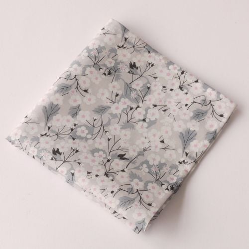Gentleman's grey floral pocket square - Liberty tana Mitsi