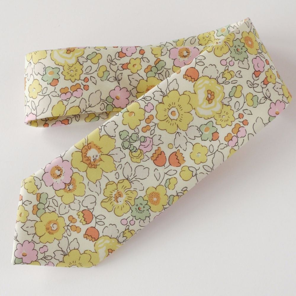 Yellow floral Liberty print tie - Betsy