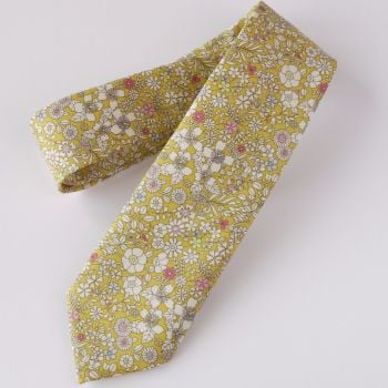 Yellow floral Liberty print tie - June's Meadow