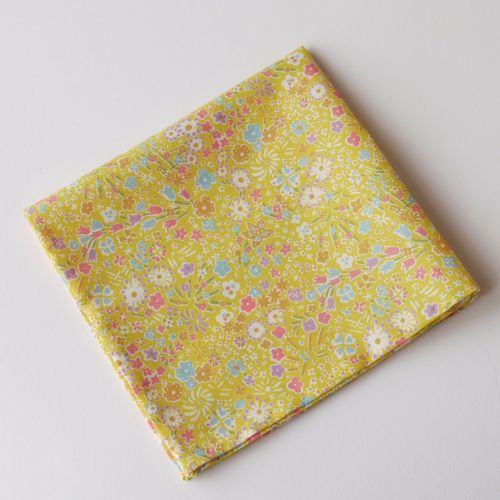 Yellow floral pocket square - Liberty tana lawn Kayoko